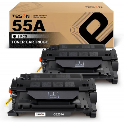 TESEN 55A CE255A Compatible Toner Cartridge Replacement for HP 55A CE255A - 2 Packs Black
